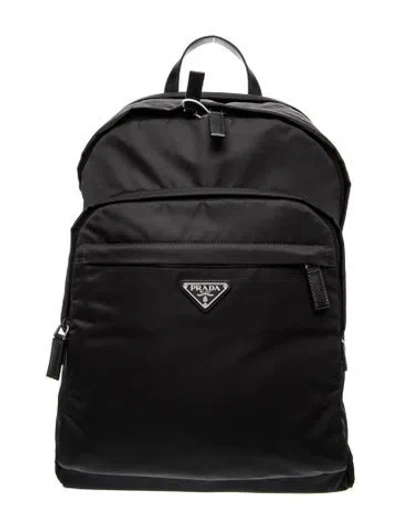 Pre-owned Prada Saffiano Leather Backpack 2024 In Black