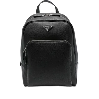 Prada Saffiano Leather Backpack In Black