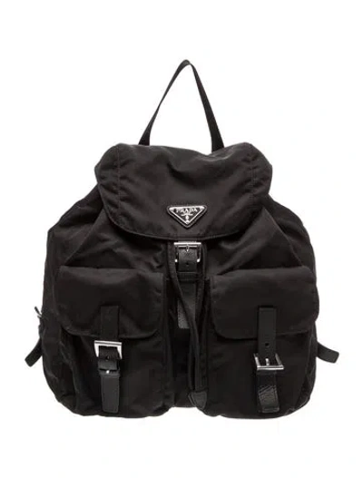 Pre-owned Prada Saffiano Leather Backpack In Black
