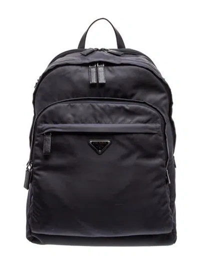 Pre-owned Prada Saffiano Leather Backpack In Black
