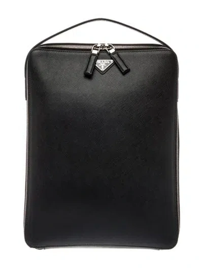 Pre-owned Prada Saffiano Leather Backpack In Black