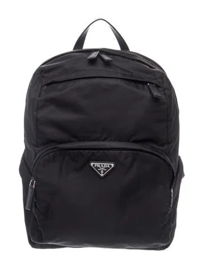 Pre-owned Prada Saffiano Leather Backpack In Black