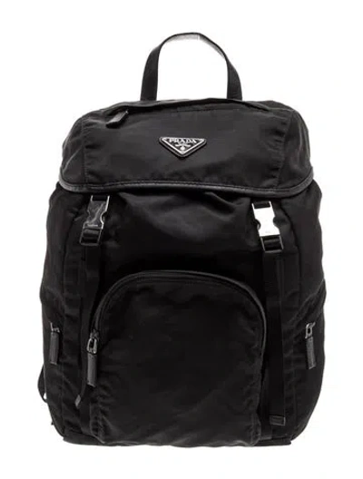 Pre-owned Prada Saffiano Leather Backpack In Black