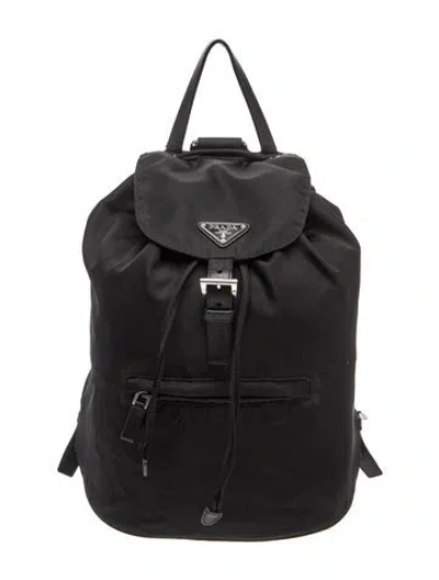 Pre-owned Prada Saffiano Leather Backpack In Black