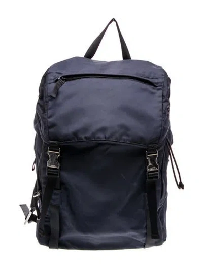 Pre-owned Prada Saffiano Leather Backpack In Blue