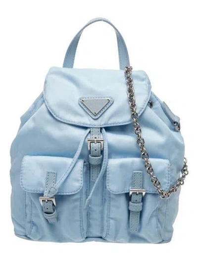 Pre-owned Prada Saffiano Leather Backpack In Blue