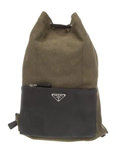 Pre-owned Prada Saffiano Leather Backpack In Green