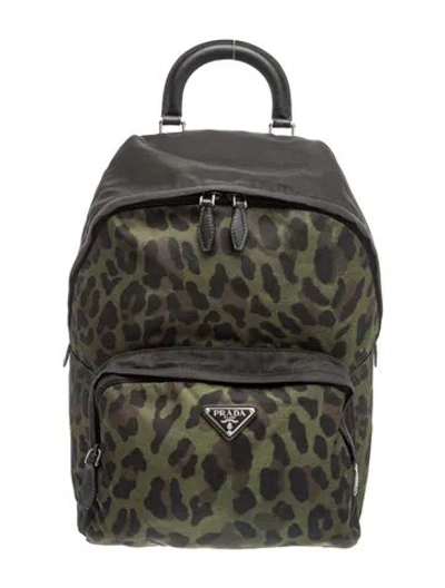 Pre-owned Prada Saffiano Leather Backpack In Green