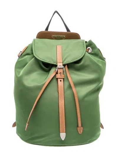 Pre-owned Prada Saffiano Leather Backpack In Green