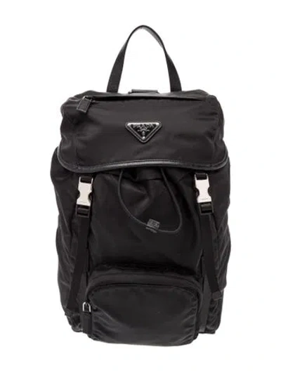 Pre-owned Prada Saffiano Leather Backpack Large In Black