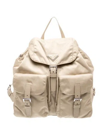 Pre-owned Prada Saffiano Leather Backpack In Neutral