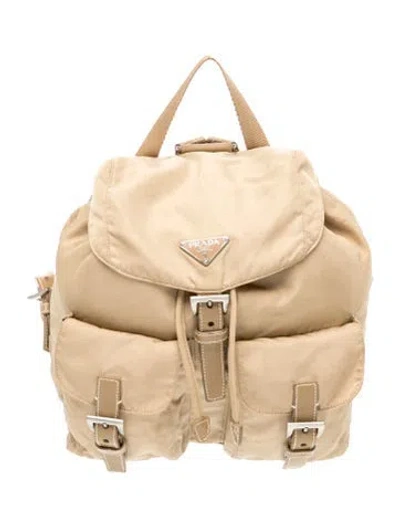 Pre-owned Prada Saffiano Leather Backpack In Neutral