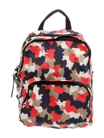 Pre-owned Prada Saffiano Leather Backpack In Red