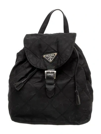Pre-owned Prada Saffiano Leather Backpack Vintage In Black