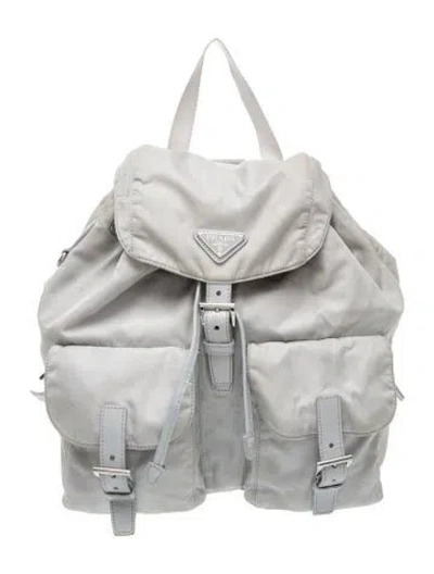 Pre-owned Prada Saffiano Leather Backpack In White