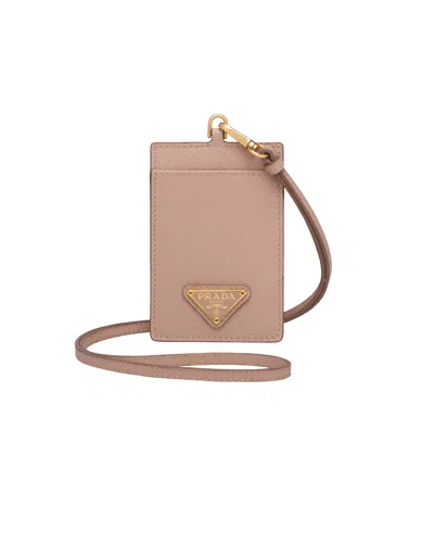 Prada Ausweisetui Aus Saffiano Leder In Brown