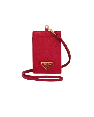 Prada Ausweisetui Aus Saffiano Leder In Red