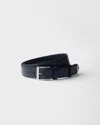 Prada Mens Blue Triangle-logo Saffiano Leather Belt