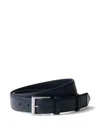 Prada Mens Blue Triangle-logo Saffiano Leather Belt In Blue