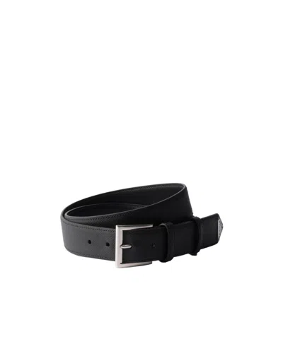 Prada Saffiano Leather Belt In Black