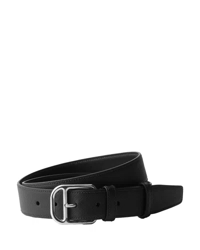 Prada Saffiano Leather Belt In Black