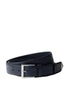 Prada Mens Blue Triangle-logo Saffiano Leather Belt In Blue