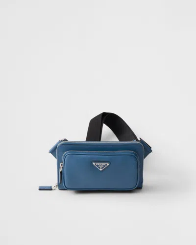Prada Saffiano Leather Belt Bag In Air Force Blue