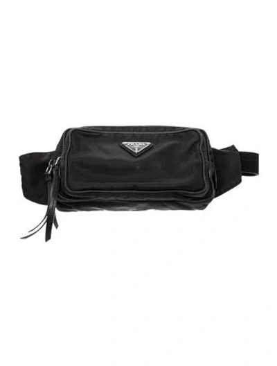 Pre-owned Prada Saffiano Leather Belt Bag In Black