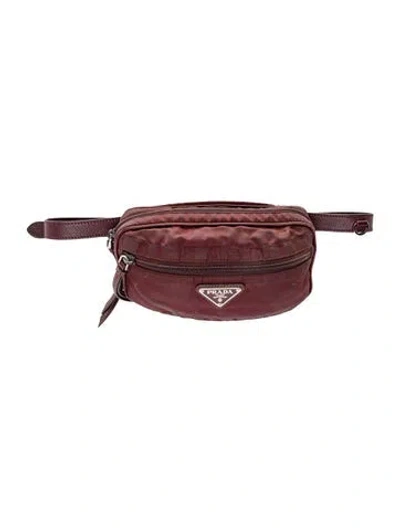 Pre-owned Prada Saffiano Leather Belt Bag In Burgundy