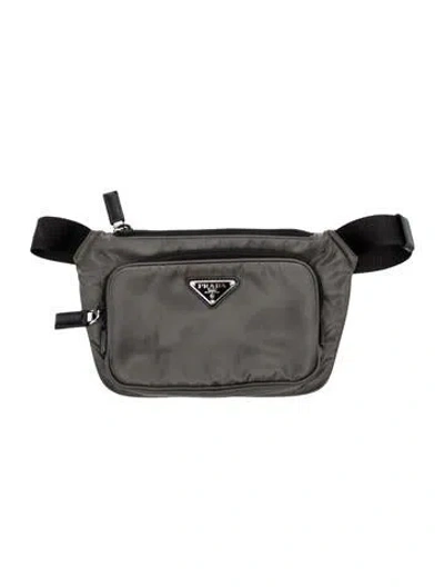 Pre-owned Prada Saffiano Leather Belt Bag In Gray