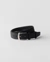 Prada Saffiano Leather Belt In Black