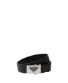 Prada Triangle Logo Buckle Belt In Black