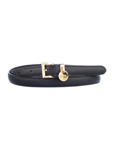 Pre-owned Prada Saffiano Leather Belt In Black