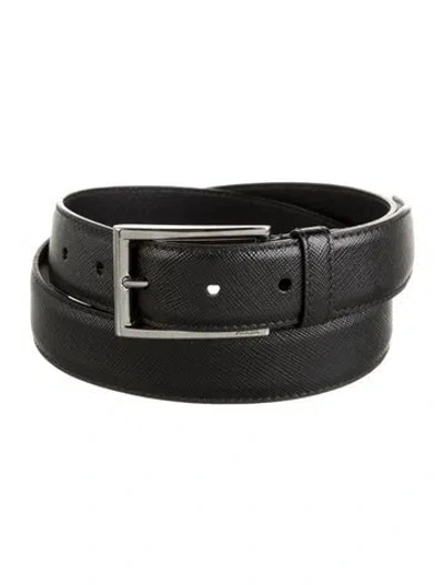 Pre-owned Prada Saffiano Leather Belt In Black