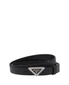 Prada Logo-buckle Saffiano Leather Belt In Gold