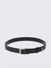 Prada Enamel-triangle-logo Leather Belt In Black