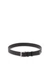 Prada Enamel-triangle-logo Leather Belt In Black