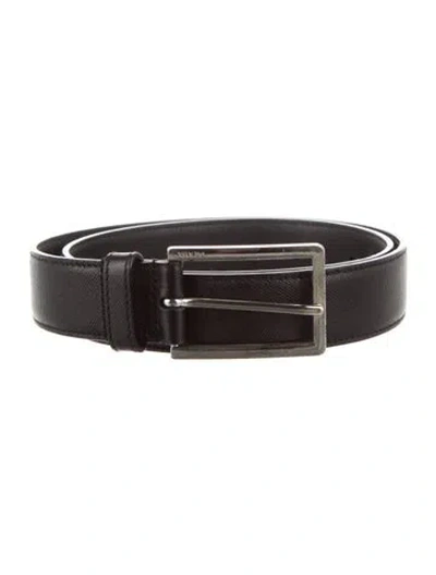 Pre-owned Prada Saffiano Leather Belt In Black