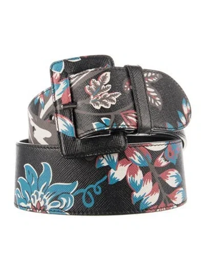 Pre-owned Prada Saffiano Leather Belt In Black