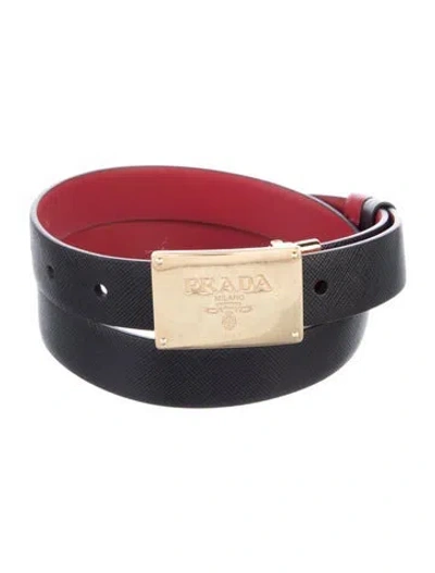 Pre-owned Prada Saffiano Leather Belt In Black
