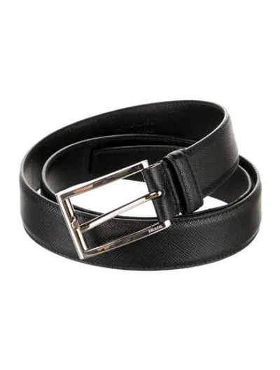 Pre-owned Prada Saffiano Leather Belt In Black