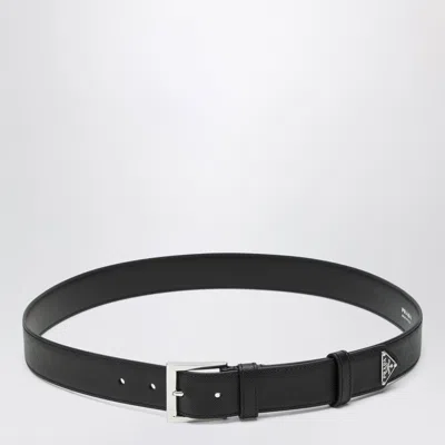 Prada Saffiano Leather Belt In Black