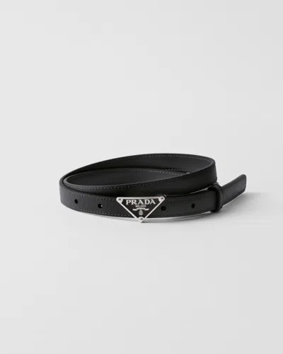 Prada Saffiano Leather Belt In Black