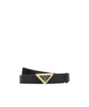 Prada Leather Belt With Adjustable Length And Gold-tone Hardware In Black