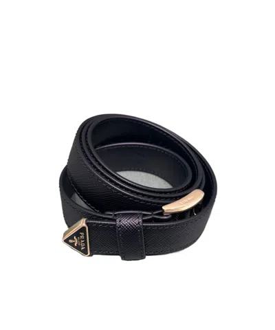 Prada Saffiano-leather Belt In Black