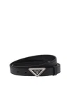 Prada Logo-buckle Saffiano Leather Belt In Blue