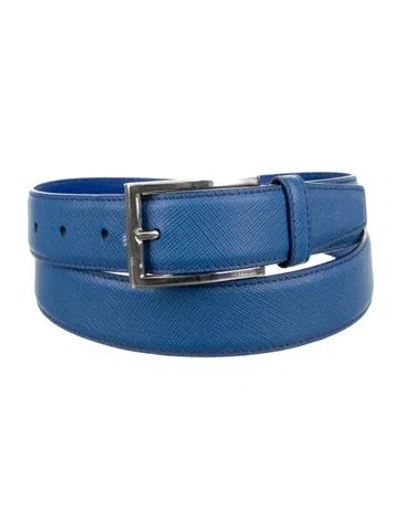 Pre-owned Prada Saffiano Leather Belt In Blue