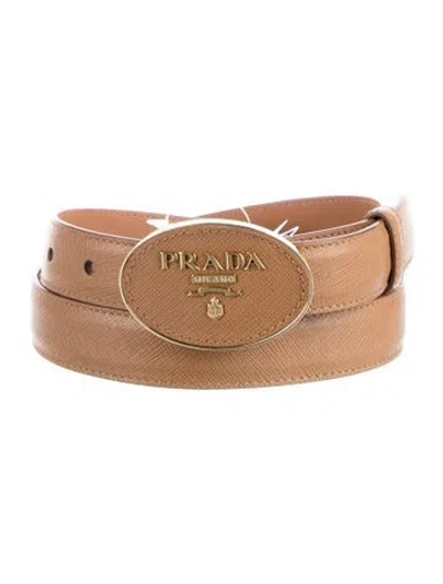 Pre-owned Prada Saffiano Leather Belt In Brown