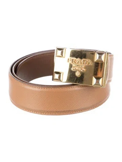 Pre-owned Prada Saffiano Leather Belt In Brown