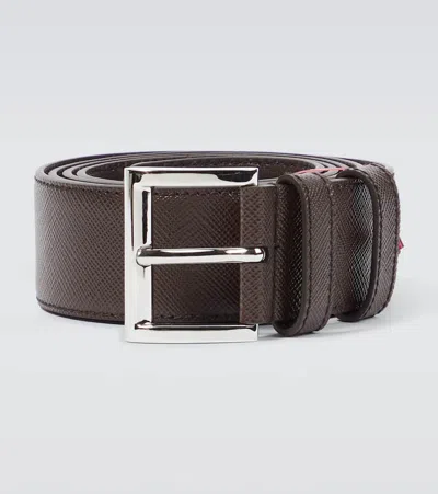 Prada Saffiano Leather Belt In Brown